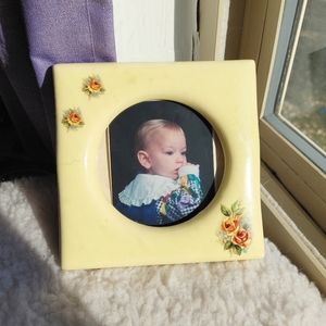 Antique Ceramic Square Picture Frame w/ Roses
